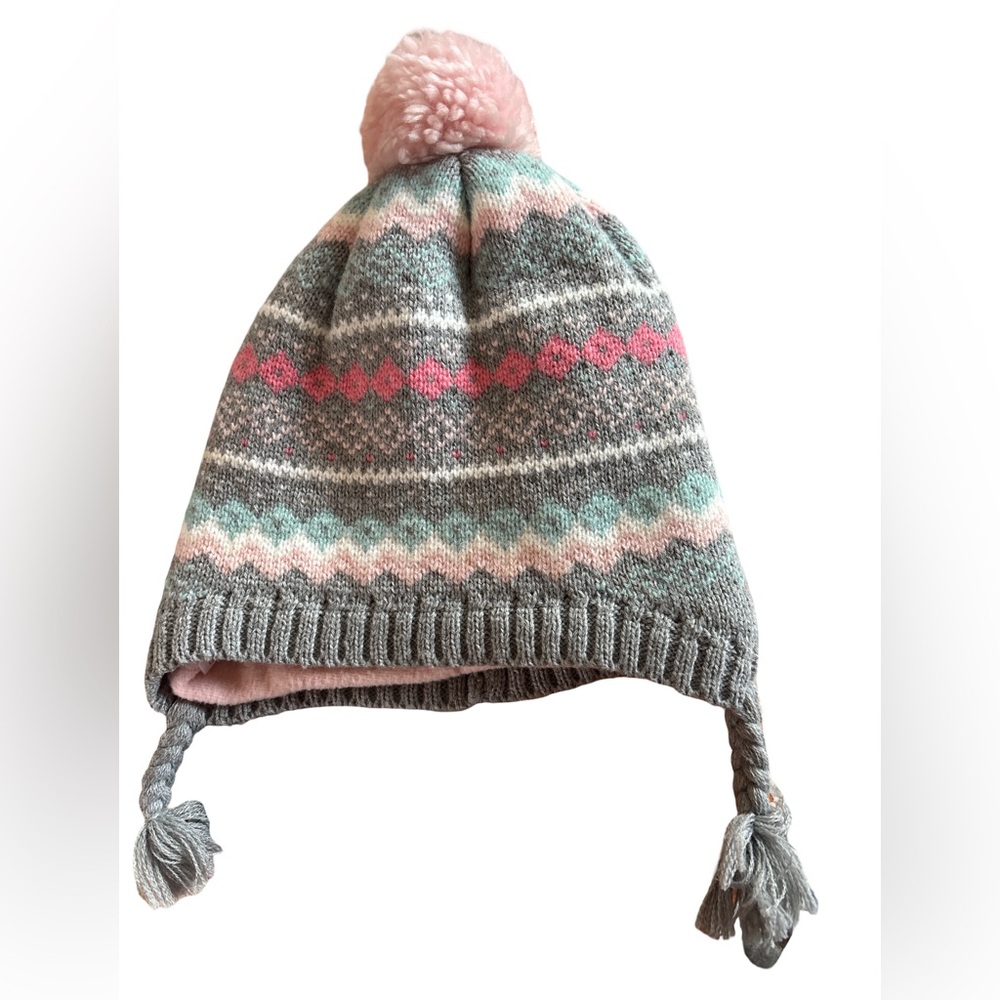 Carter's Gray Pink Kid's Acrylic Knit Beanie 4-8 years old (3 for $12 item)